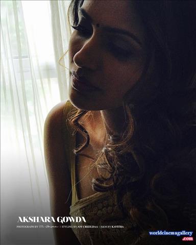 Akshara Gowda Latest Stills in Yellow Saree - World Cinema Gallery