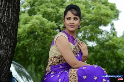 Anchor Anasuya Latest Hot in Blue Saree Stills