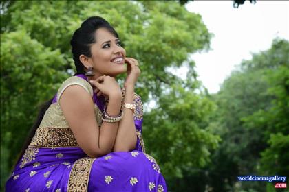 Anchor Anasuya Latest Hot in Blue Saree Stills