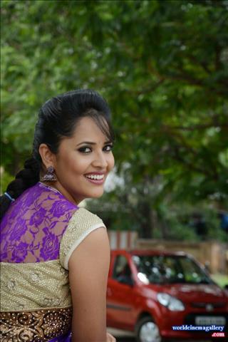 Anchor Anasuya Latest Hot in Blue Saree Stills