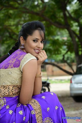 Anchor Anasuya Latest Hot in Blue Saree Stills