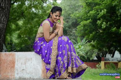 Anchor Anasuya Latest Hot in Blue Saree Stills