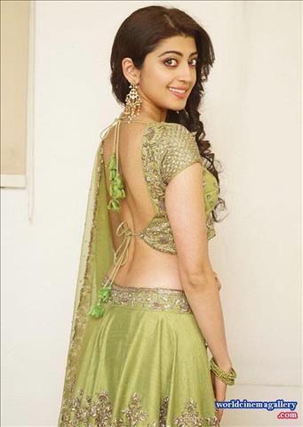 Pranitha latest stills in Green Half saree