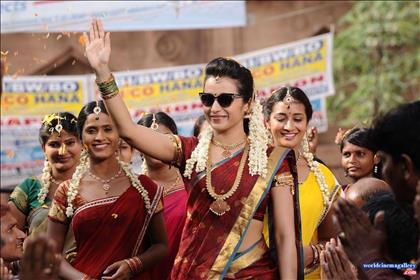 Trisha Hot Red Saree Stills at Nayagi movie