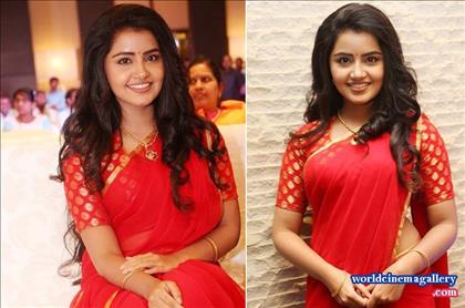 Anupama Parameshwaran Latest Stills  in Red Saree