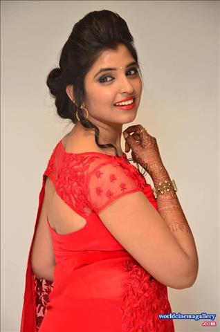Anchor Syamala in Red Saree Stills at Film Audio Launch