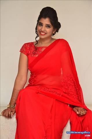 Anchor Syamala in Red Saree Stills at Film Audio Launch