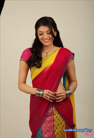Kajal Agarwal Stills in Red Saree 