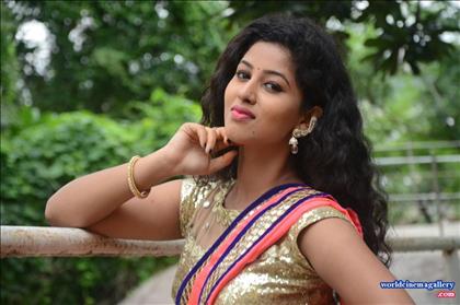 Pavani Hot Rose Saree Stills