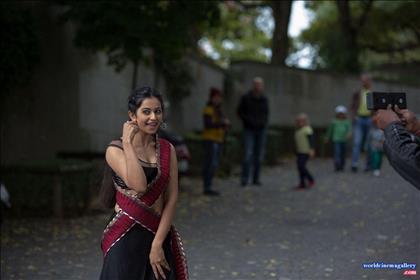 Rakul Preet Singh hot in Black Saree Stills from Abhinetri movie - World Cinema Gallery