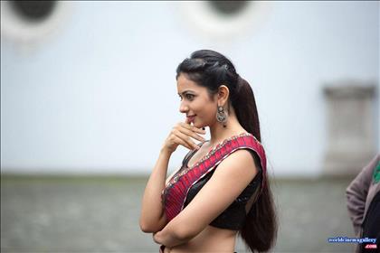 Rakul Preet Singh hot in Black Saree Stills from Abhinetri movie - World Cinema Gallery
