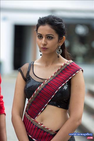 Rakul Preet Singh hot in Black Saree Stills from Abhinetri movie - World Cinema Gallery