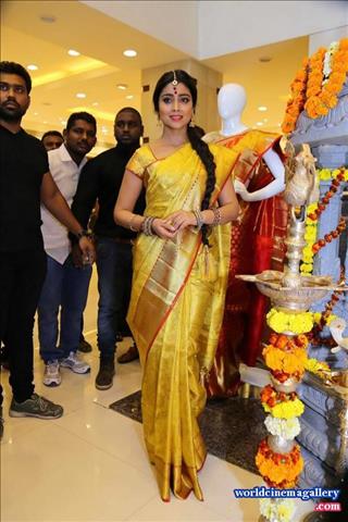 Shriya Saran in Traditional Yellow Saree At Showroom Launch