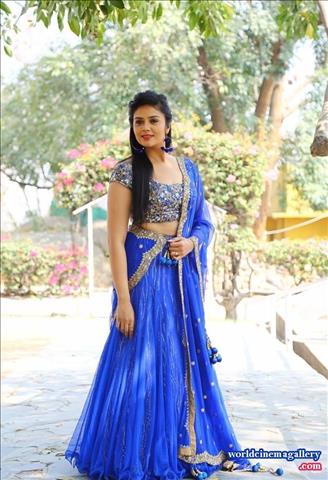 Sreemukhi latest Blue Dress stills