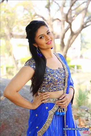 Sreemukhi latest Blue Dress stills