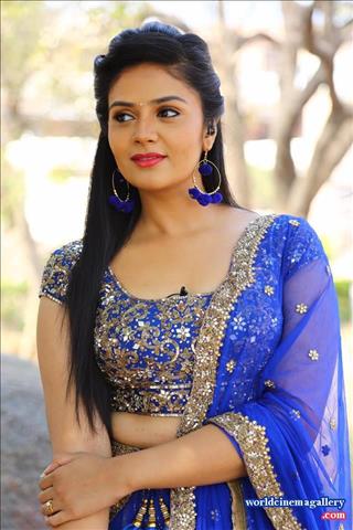 Sreemukhi latest Blue Dress stills
