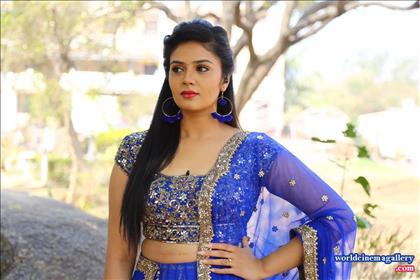 Sreemukhi latest Blue Dress stills