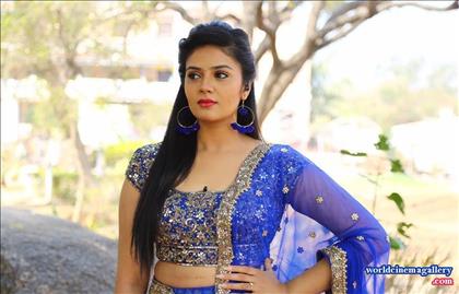 Sreemukhi latest Blue Dress stills