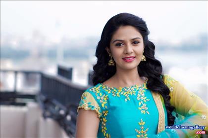 Sreemukhi latest stills in Blue Salwar 2