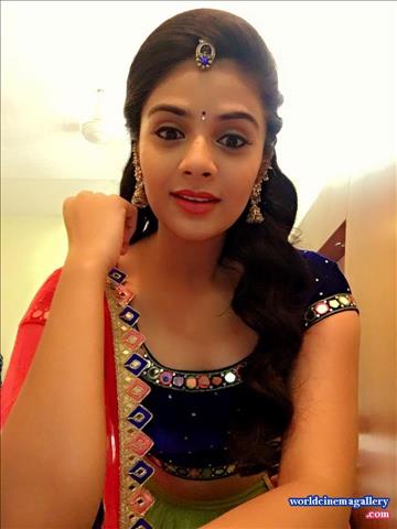 Sreemukhi latest stills in Blue Salwar