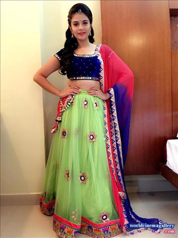 Sreemukhi latest stills in Blue Salwar