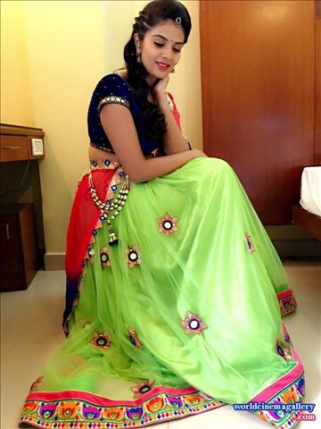 Sreemukhi latest stills in Blue Salwar