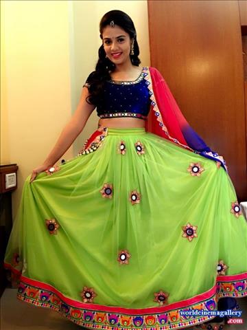 Sreemukhi latest stills in Blue Salwar