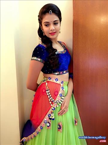 Sreemukhi latest stills in Blue Salwar