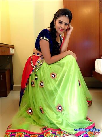 Sreemukhi latest stills in Blue Salwar
