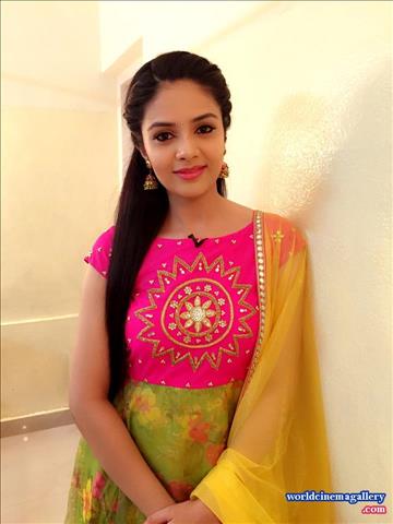 Sreemukhi latest stills in Yellow Salwar