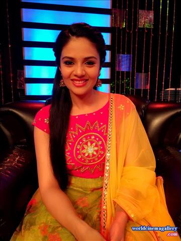 Sreemukhi latest stills in Yellow Salwar