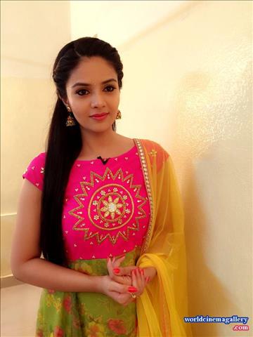 Sreemukhi latest stills in Yellow Salwar