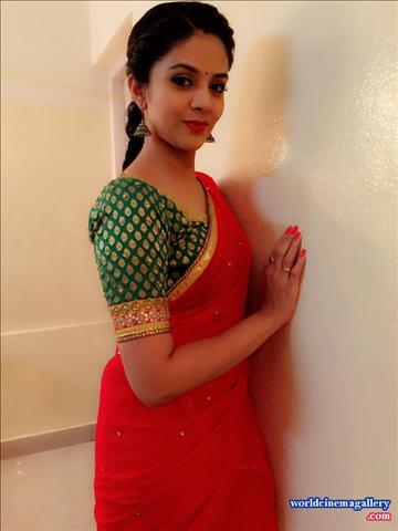 Sreemukhi latest stills in Yellow Salwar