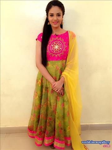 Sreemukhi latest stills in Yellow Salwar