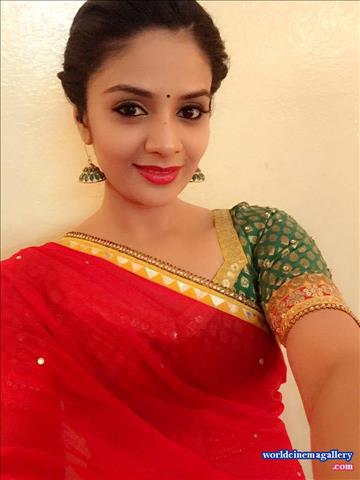 Sreemukhi latest stills in Yellow Salwar