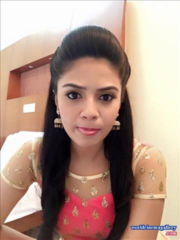 Sreemukhi latest stills in Yellow Salwar