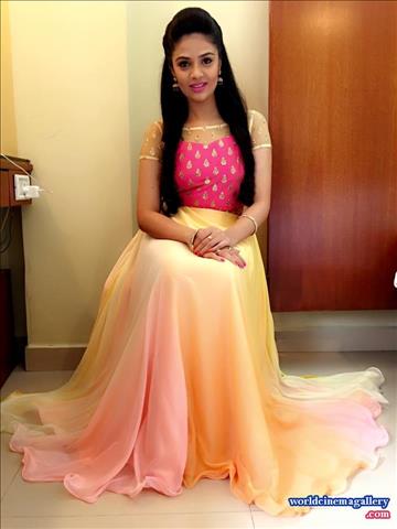 Sreemukhi latest stills in Yellow Salwar
