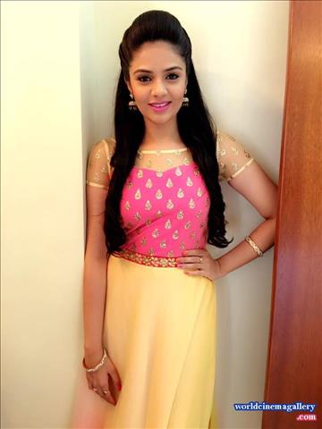 Sreemukhi latest stills in Yellow Salwar