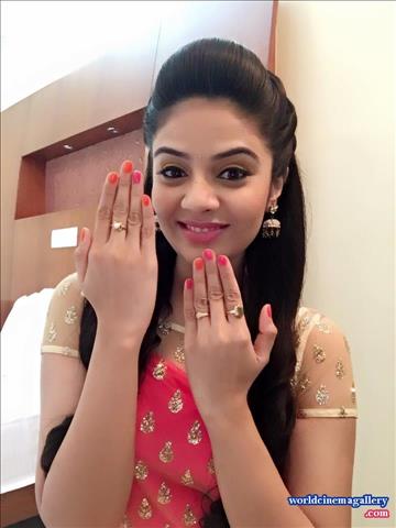 Sreemukhi latest stills in Yellow Salwar