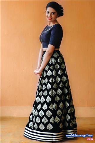 Sreemukhi Stills in Black Lehenga