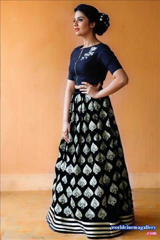 Sreemukhi Stills in Black Lehenga