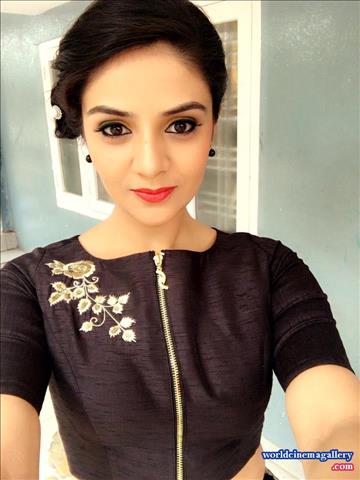 Sreemukhi Stills in Black Lehenga