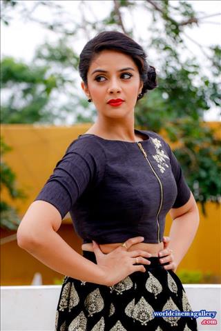 Sreemukhi Stills in Black Lehenga