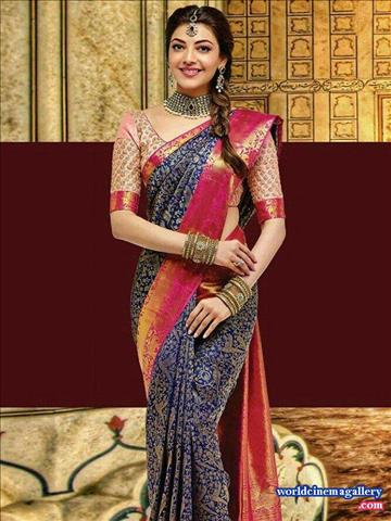 Kajal Aggarwal Traditional Saree Stills