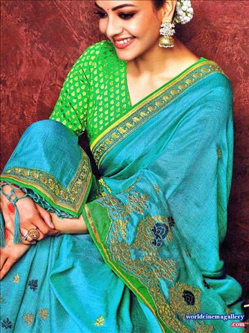 Kajal Aggarwal Traditional Saree Stills