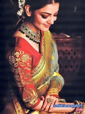 Kajal Aggarwal Traditional Saree Stills