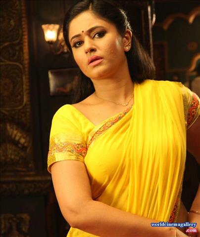 Poonam Bajwa Hot Yellow Saree Images in Aranmanai 2 - World Cinema Gallery