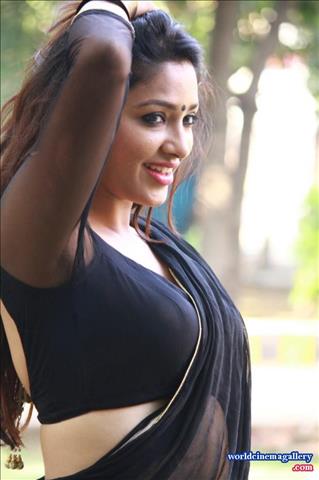 Samruthika Hot in Black Saree Stills