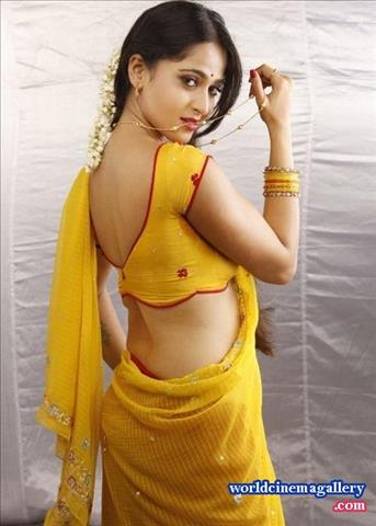Anushka Yellow Saree in Jeevana Vedam