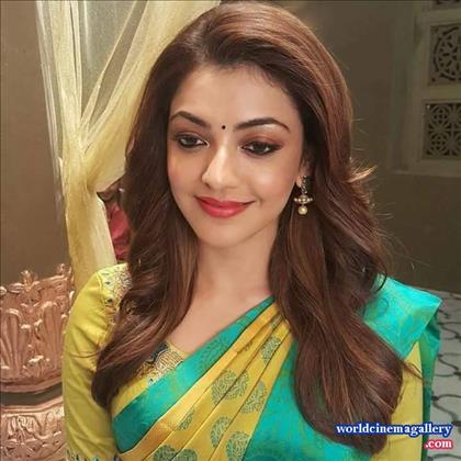 Kajal Agarwal Green Saree Stills